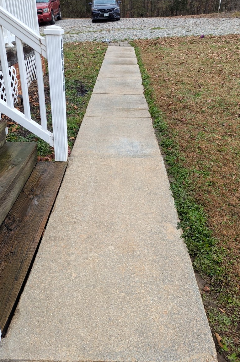 Walkway pressure washing after