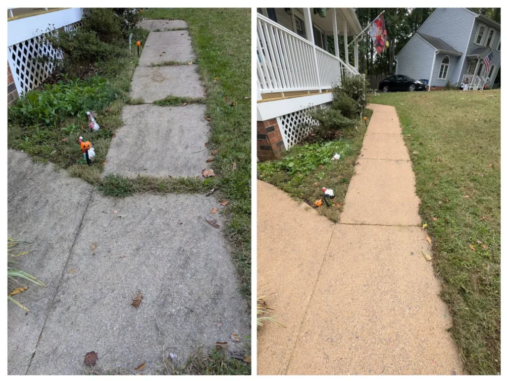 Before and after walkway pressure washing in Richmond, VA