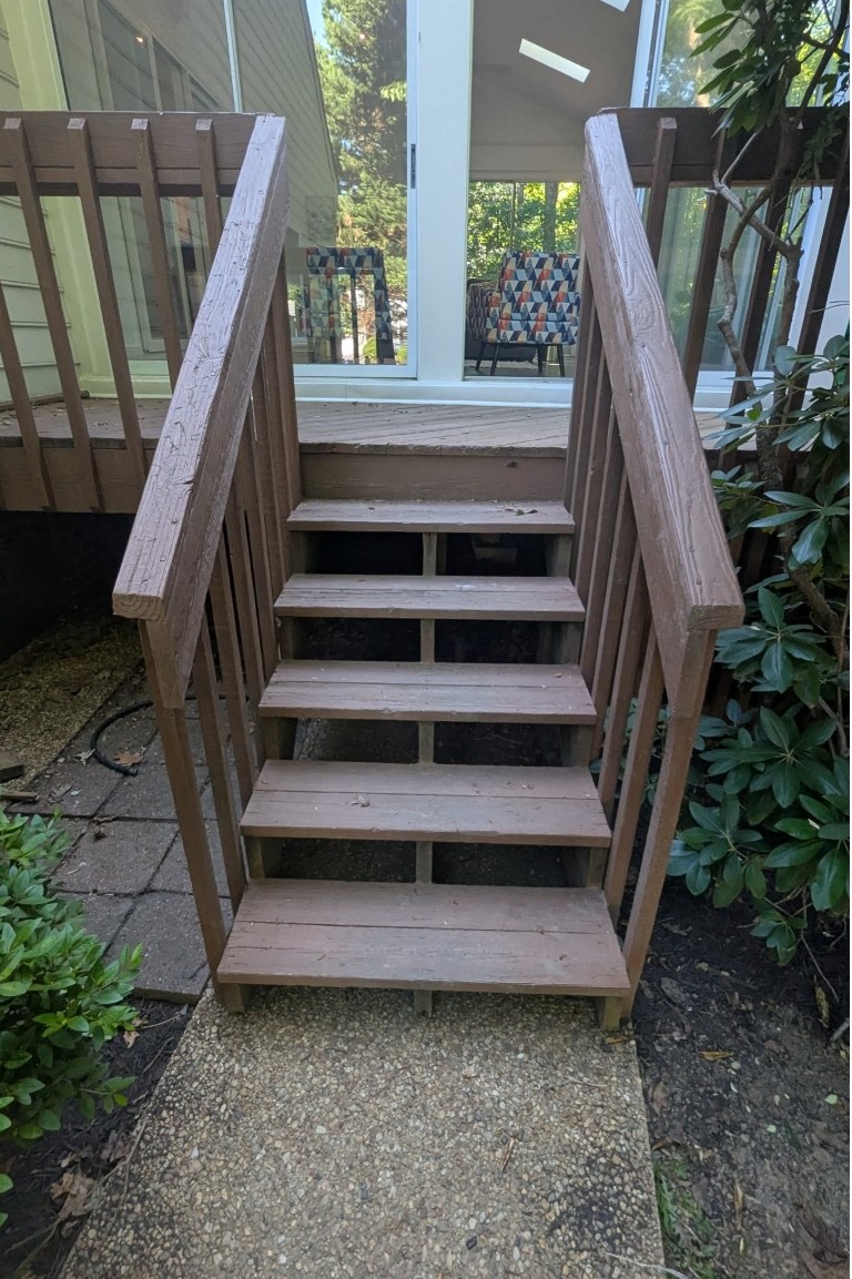 Wood deck cleaning before in Richmond, Virginia